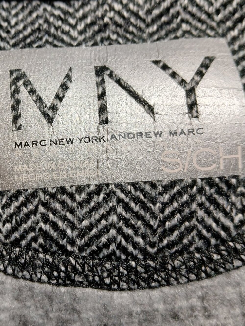MARC NEW YORK Black & White Full Zip Herringbone Activewear jacket - Like New - Picture 5 of 11